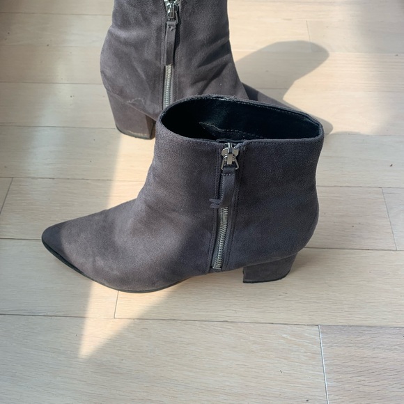 Grey suede heeled ankle booties - Picture 6 of 7